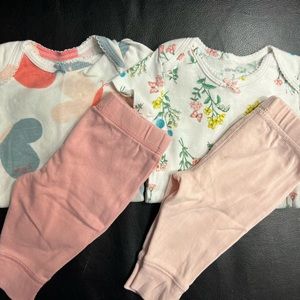 Bundle - 3 month - two pink sweatpants style jogger with coordinating bodysuits